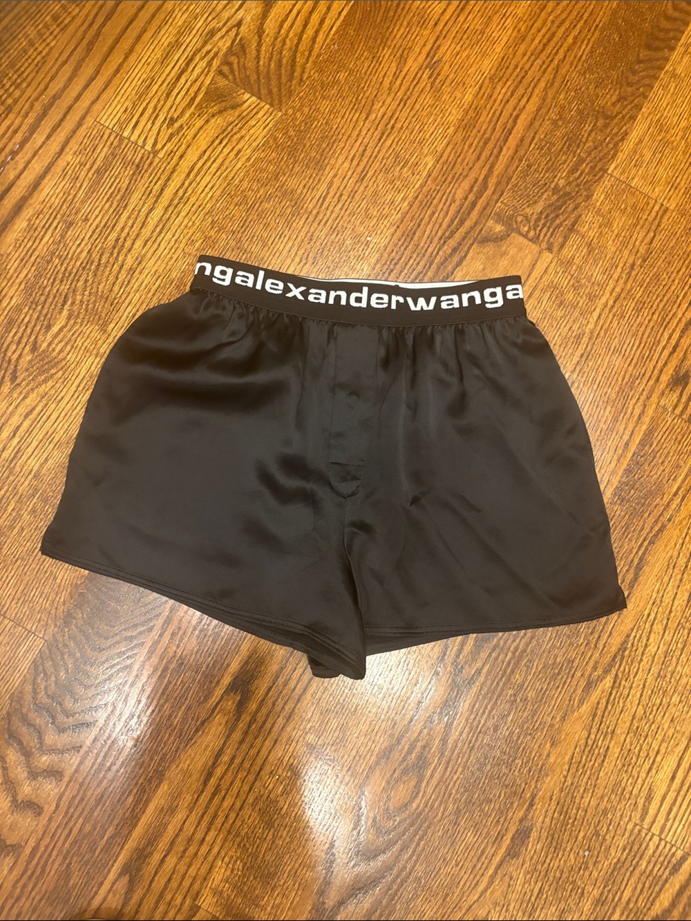 Alexander Wang Black Satin Elastic-Waist Lounge Shorts